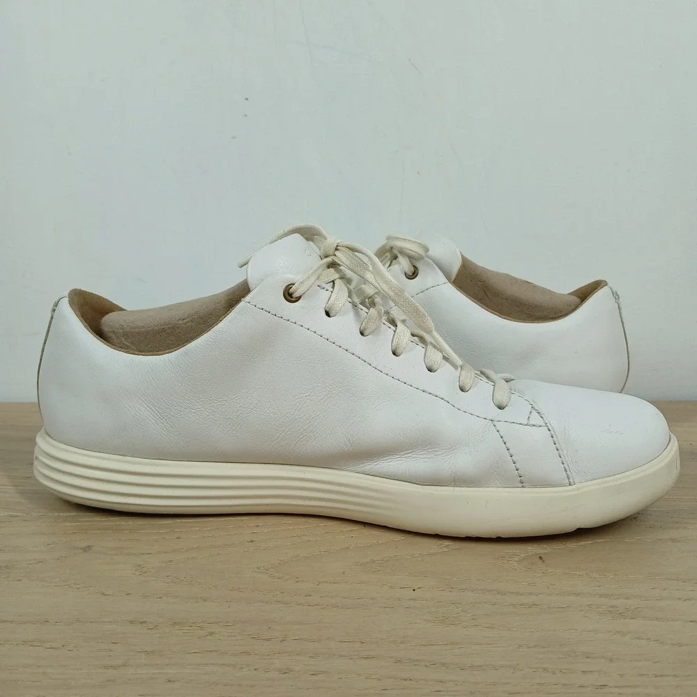 Cole Haan Sneakers Mens 11M White Leather Lace Up Minimalist Clean Aesthetic